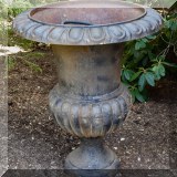 L03. Metal urn planter. 